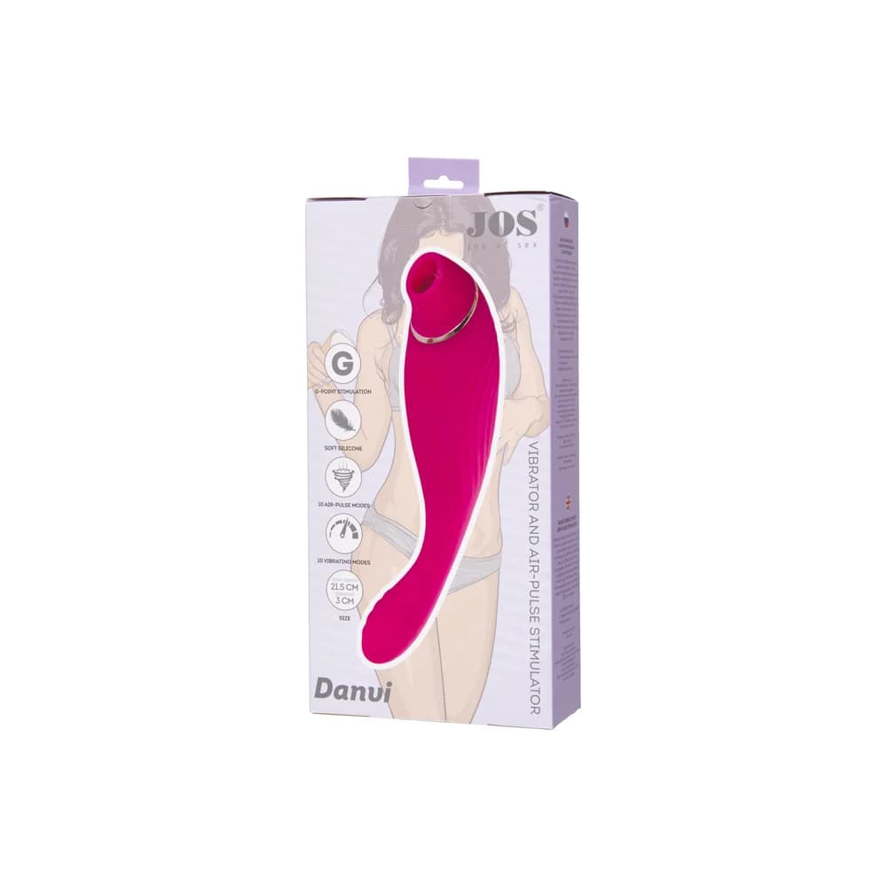 Jos Danvi Silikon Pembe 21.5 cm Çift İşlevli Vakumlu ve Titreşimli G-Noktası Vibratör thumbnail 9