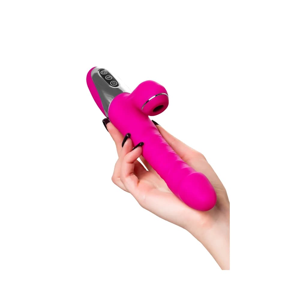 Jos To-Frolly Pembe Silikon 21.5 cm Vakumlu ve Titreşimli Klitoral Uyarıcı Vibratör thumbnail 9
