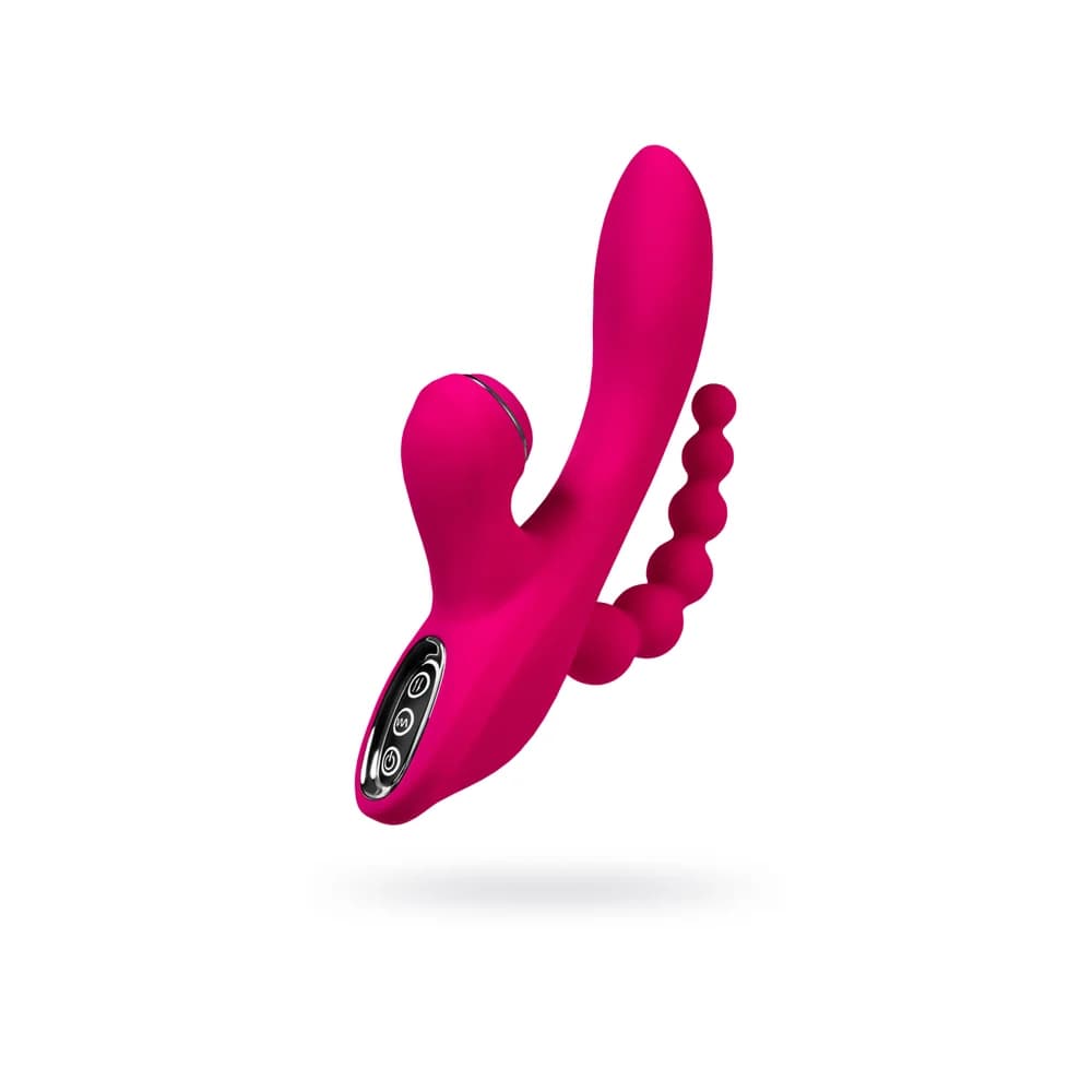 Jos Tripling 3'ü 1 Arada Silikon Vibratör ve Vakumlu Klitoral Uyarıcı Pembe 21 cm