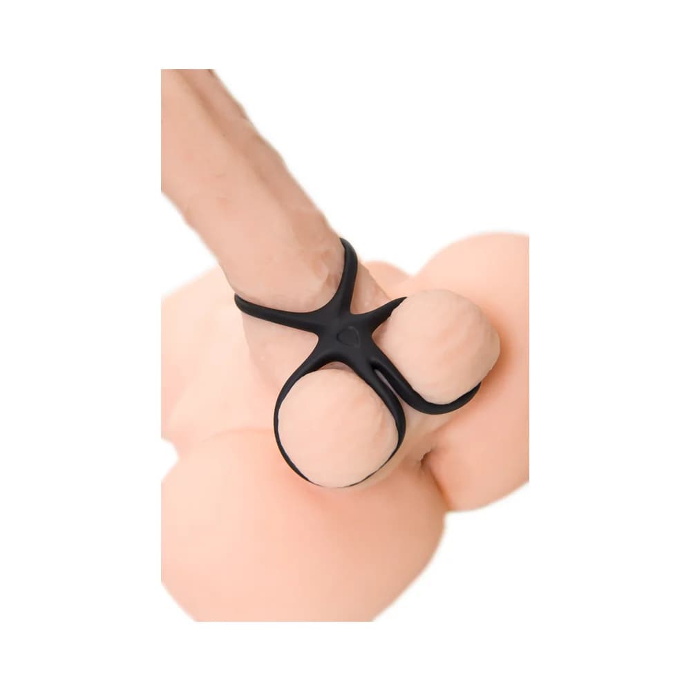 A-Toys by TOYFA Kraken Üçlü Silikon Penis Halkası - Siyah thumbnail 7