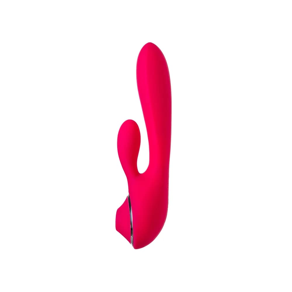 Jos Doobl Pembe Silikon Klitoral Uyarıcılı Vibratör 20 cm thumbnail 4