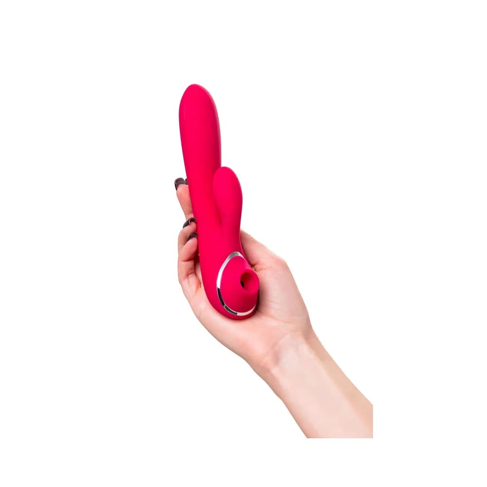 Jos Doobl Pembe Silikon Klitoral Uyarıcılı Vibratör 20 cm thumbnail 6