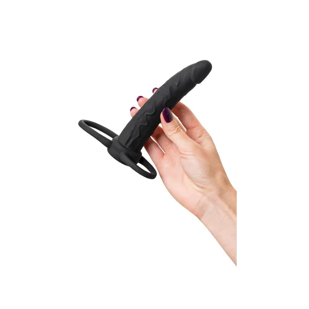Black&Red by TOYFA Çift Halkalı Silikon Penis Kılıfı ve Penetrasyon Aparatı 16,5 cm thumbnail 5