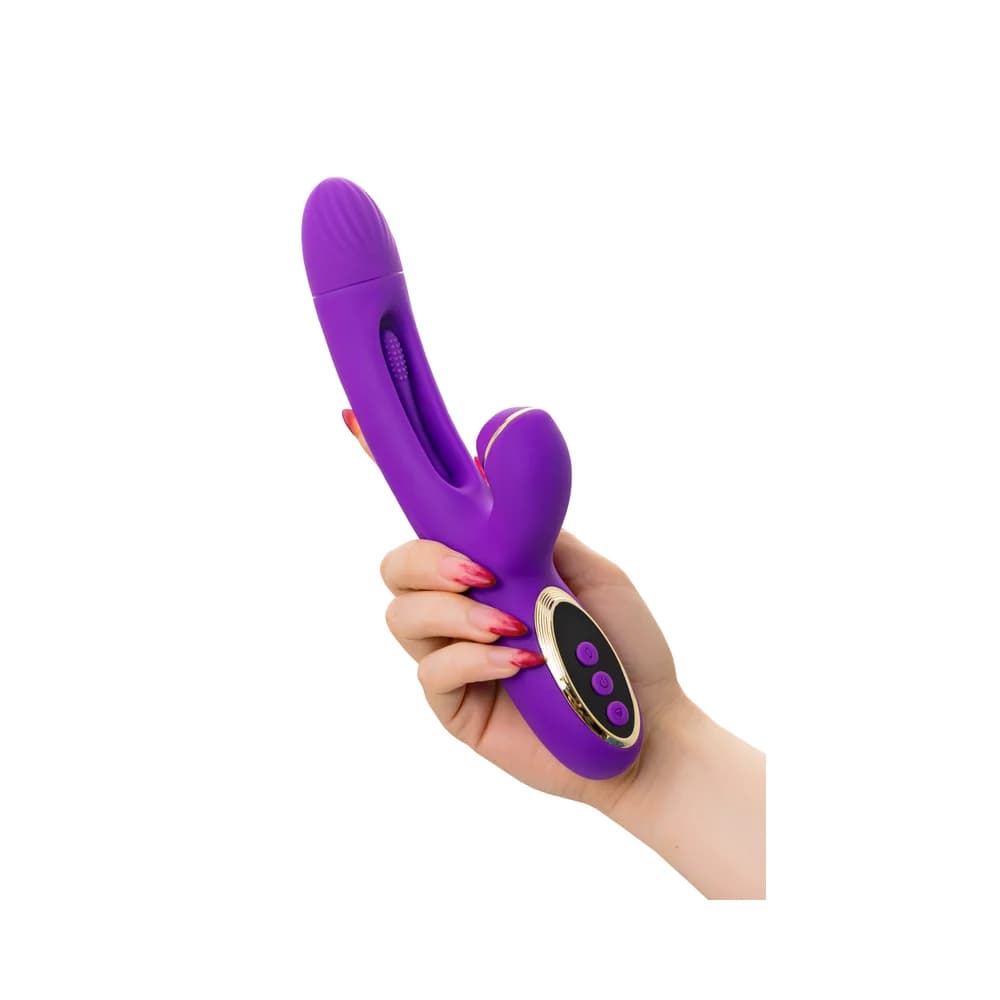 Jos Pitti Kadınlar İçin Mor 24 cm Dil ve Vakum Stimülasyonlu Silikon Vibratör thumbnail 5
