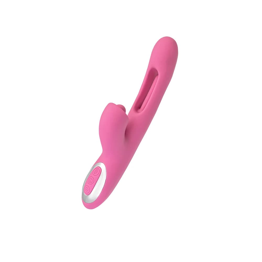 Jos Monti Hareketli Dilli ve Titreşimli Top Başlıklı Silikon Vibratör Pembe 24 cm