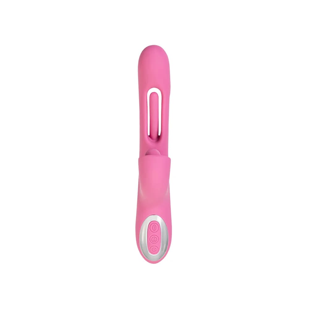 Jos Monti Hareketli Dilli ve Titreşimli Top Başlıklı Silikon Vibratör Pembe 24 cm thumbnail 2