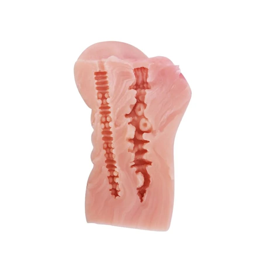 XOXO Çift Kanallı Gerçekçi TPE Mastürbatör - 17.5 cm Ten Rengi thumbnail 5