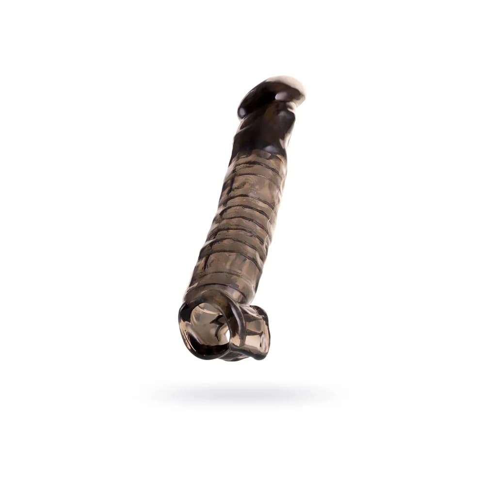 XLover by Toyfa TPE Siyah Şeffaf Boyut Arttırıcı ve Geciktirici Penis Kılıfı 22.5 cm