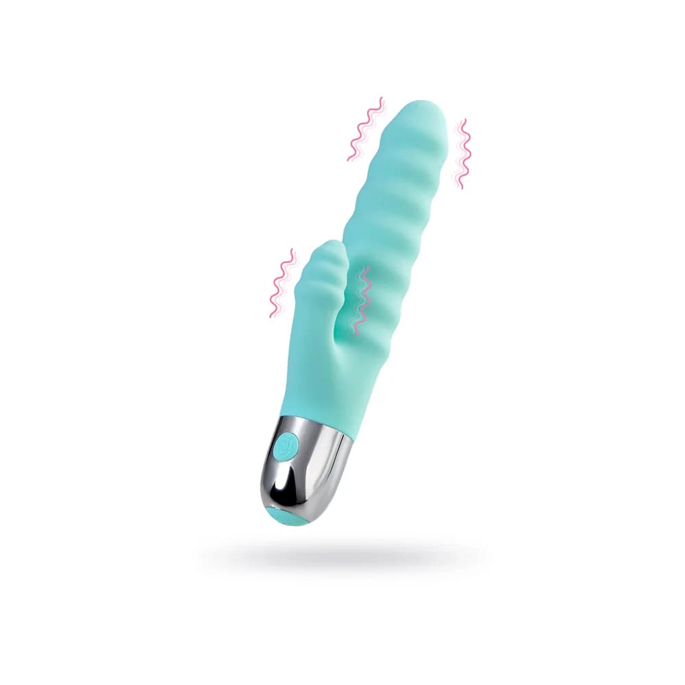 Flovetta Flax Cam Göbeği 17.5 cm Çift Motorlu Klitoral Stimülasyonlu Silikon Vibratör