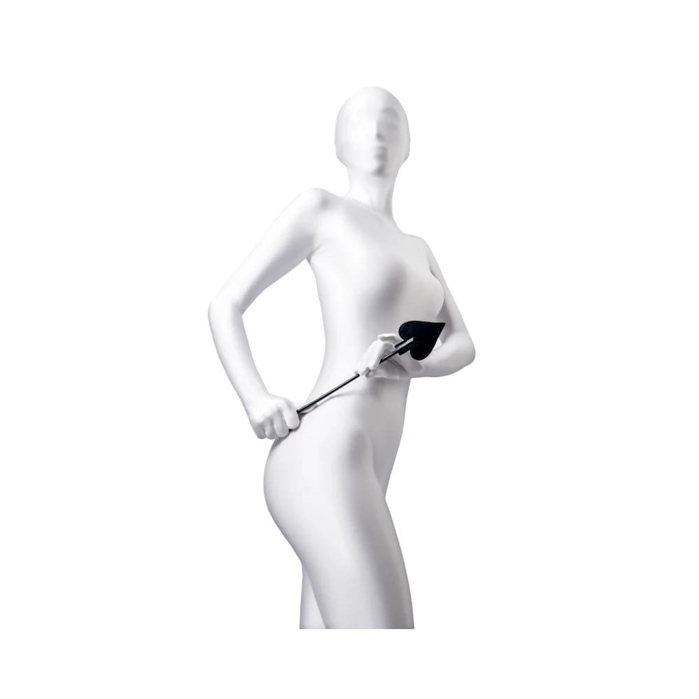 Anonymo by TOYFA Kalp Uçlu Siyah PU Deri BDSM Kırbaç 36 cm