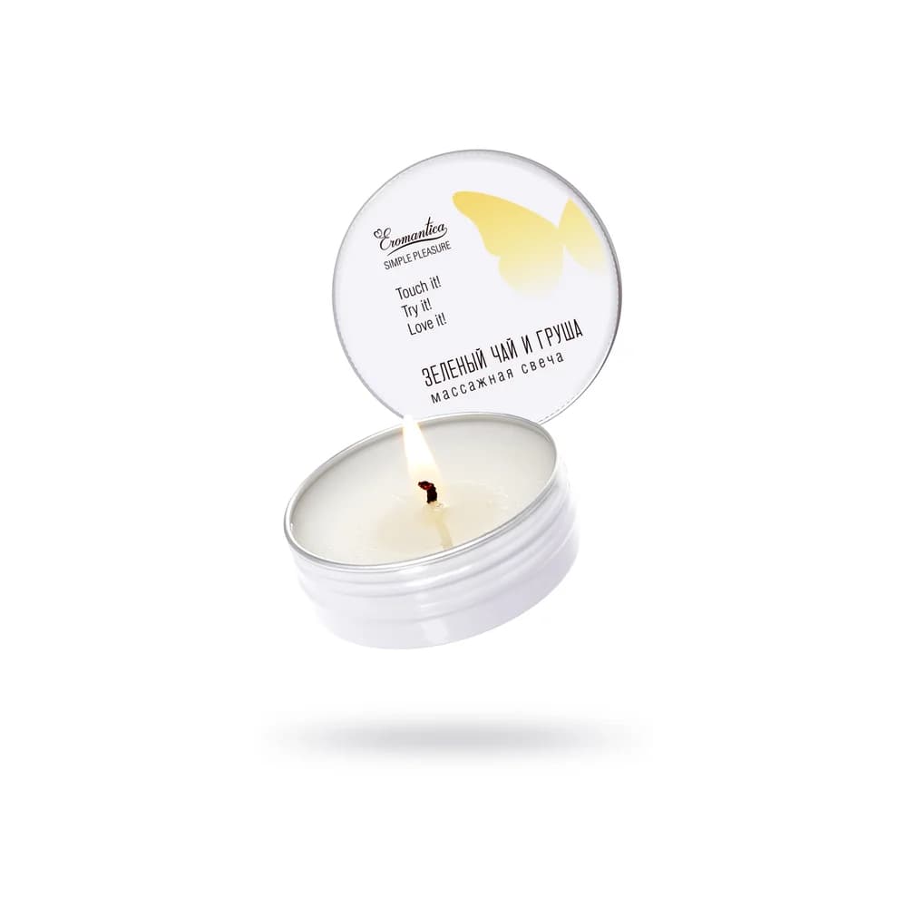 Eromantica Yeşil Çay ve Armut Aromalı Doğal Masaj Mumu 30 ml